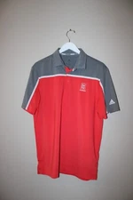 Adidas Grey/Red Colorblock TPC Scottsdale Short Sleeve Polo Mens Medium