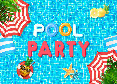 Summer Pool Party Backdrop 7X5FT Vinyl Swimming Ring Photography Background LB