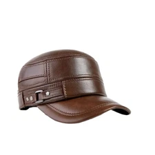 New Genuine Leather Hat Full Grain Winter Warm Cowhide Baseball Cap Hat USAYRPPM
