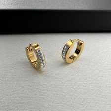 CZ Small Silver Hoop Earrings for Men Women Streetwear Unisex Style