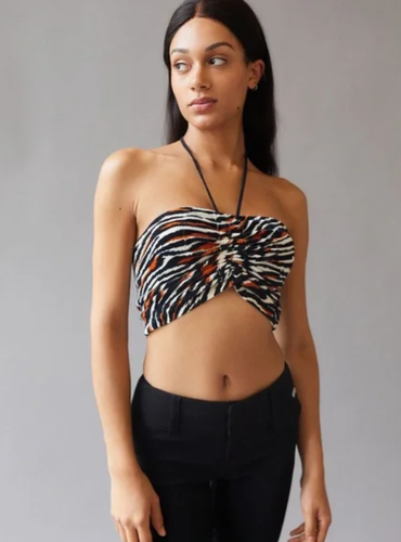 NWT Urban Outfitters Annabelle Cropped Halter Top Animal Print Velvet Small  M$59 | eBay
