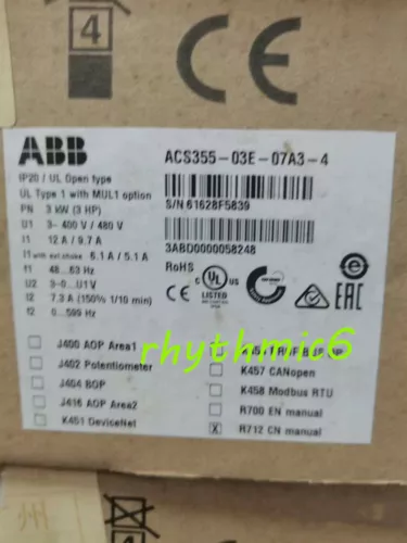 Nuevo inversor ABB ACS355-03E-07A3-4 rápido FedEx o DHL - Imagen 1 de 1