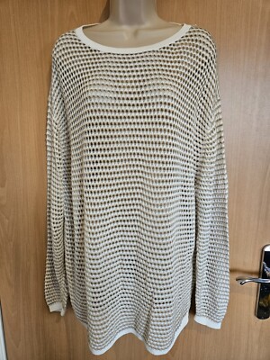 COS Beige Crochet Sheer Knit style Jumper M UK 12 Long Sleeve Oversized Sweater