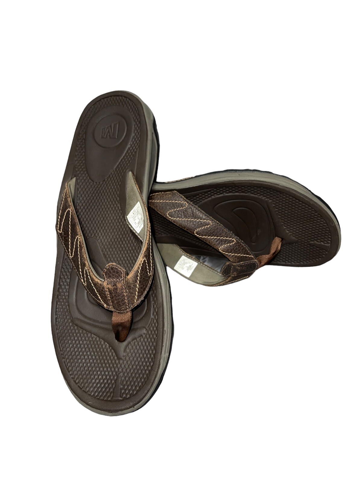 MERRELL MENS THONG SANDALS BROWN LEATHER/TEXTILES SIZ… Gem