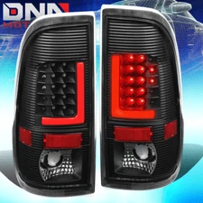 FOR 1999-2007 FORD SUPER DUTY F150 RED LED L-BAR TAIL BRAKE LIGHT LAMPS BLACK