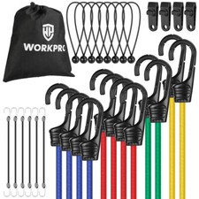 WORKPRO 30PCS Bungee Cords Assortment 10" 18" 24" 32" 40" Bungee Cord with Hooks