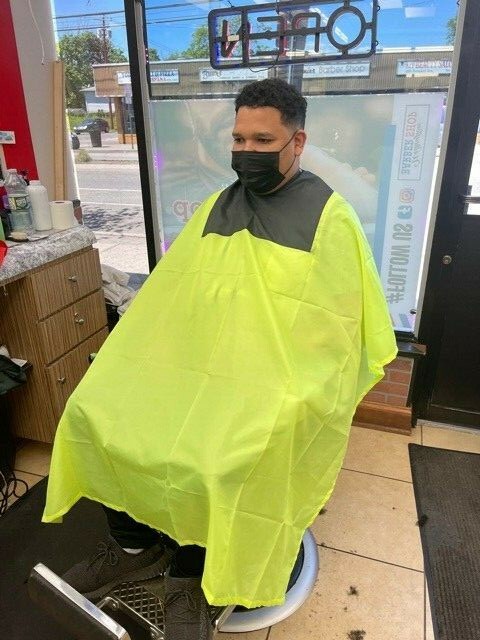 Barber Shop Barber Raincoat Glow Green And Black Salon Hair