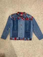 Vintage Western Custom Denim Jean Jacket Jaekos Original Size Small Rare Weave