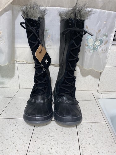 Sorel Cate the Great Waterproof Tall Black Boots Leather Faux Fur size 8  NWT | eBay