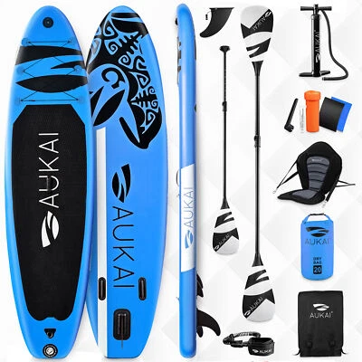 AUKAI SUP Board Stand Up Paddle Surfboard 2in1 Kajak Sitz Paddel Surfbrett Paddling
