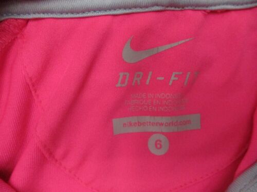 NIKE DRI-FIT Size 6 Girls Pink Full Zip Pocket Hood Lightweight Track Jacket 901 - Picture 3 of 6