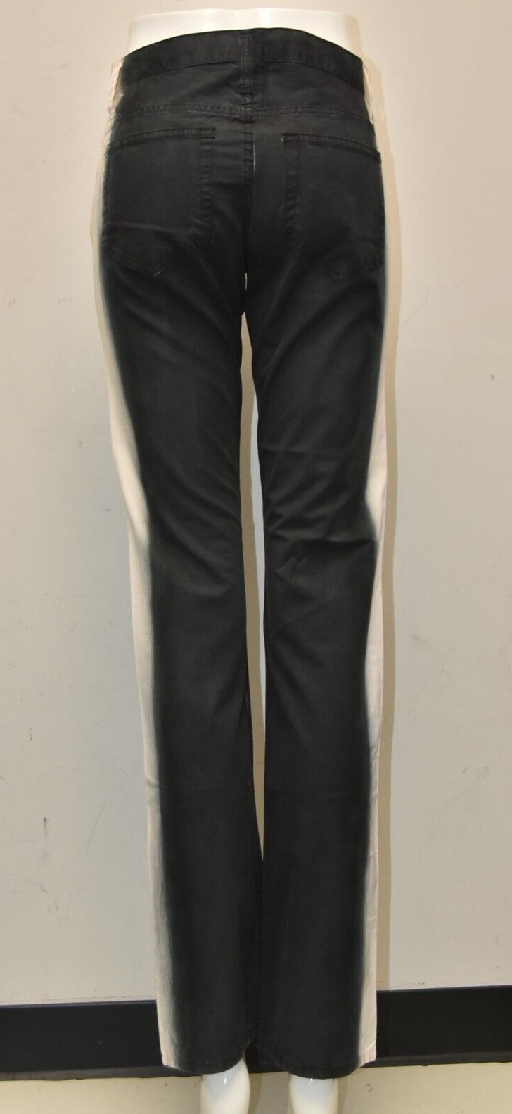 NEW CHANEL Jeans Black Pants Gradient Cotton White Straight Heart CC button 36 image 6