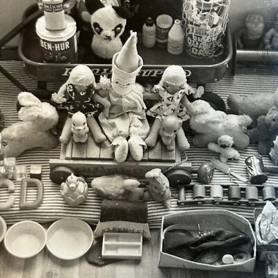 Baby Shower Gifts VINTAGE PHOTO ORIGINAL Unusual Top down View Objects still Odd