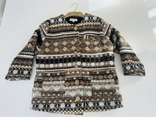 Tucker Nyc Designer Boho Jacket Metallic Gold Thread Gold Buttons S Uk10 Brown