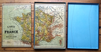Grand Puzzle Géographique Ancien La France - Mauclair Dacier C.1895 Complet
