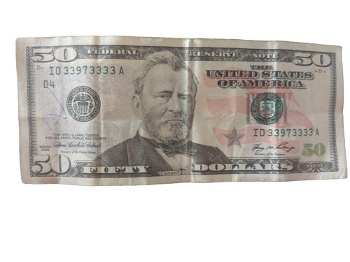 ID33973333A- 6 of a Kind 3s Trinary $50 Dollar Bill Fancy Serial Number Note - Picture 4 of 4