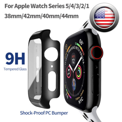 Tempered Glass Protector Screen Case Cover For iWatch Apple Watch  SE
