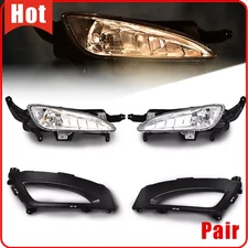 For 2011 2012 2013 Kia Optima Front Bumper Halogen Fog Lights Lamp W/Bezels