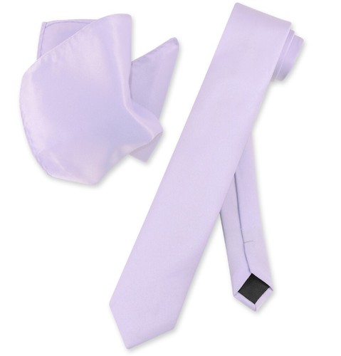 Vesuvio Napoli Solid Color Skinny 2.5" Wide NeckTie Hanky Men's Narrow Neck Tie