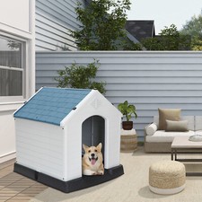 32" Durable Plastic Pet Dog House w/Air Vents for Comfortable Dog House White