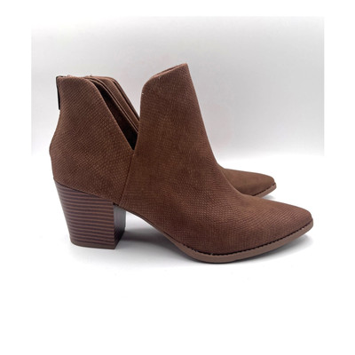 SUN+STONE 'ELIZAA' CASUAL DRESS BOOTIES COGNAC BROWN WOMENS 10M NEW