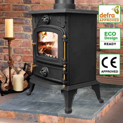 5KW Multifuel Stove Cast Iron Wood Burning Log Burner Fireplace Defra