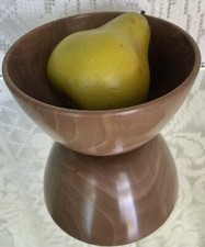 Handmade Turned 5  Bowl Pear Wood Sealed And Buffed Iowa Local Artist