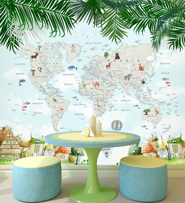 3D World Map G4021 Wallpaper Wall Murals Removable Self-adhesive Honey