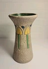 Roseville Pottery Vase 164 Mostique Gray 1916 Arts & Crafts Yellow Flower 8 inch