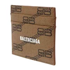 BALENCIAGA SIGNATURE CARD HOLDER BB MONOGRAM COATED CANVAS IN BEIGE