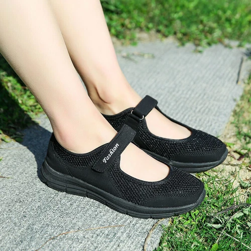 Women's Mary Jane Shoes Sport Lightweight Magic Tape Walking Non-slip Sneakers - Picture 10 of 43