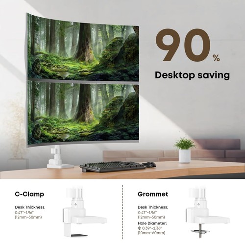 PUTORSEN 17-49”Premium Aluminum Heavy Duty Dual Monitor Arm for Ultrawide - Picture 6 of 9