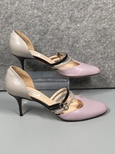 LK Bennet Lilic/grey leather Court Shoe black strap size 6.5 vgc with box