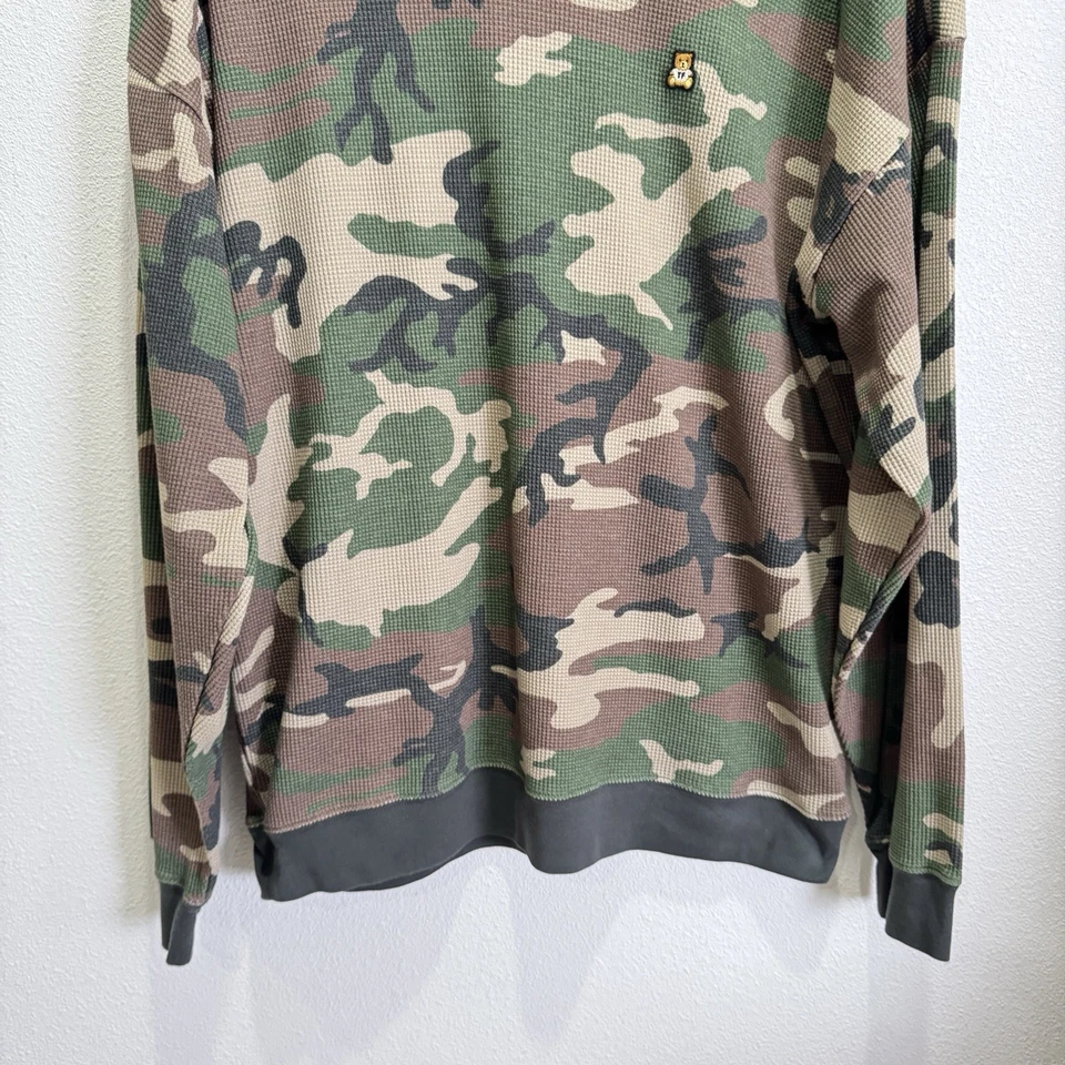 Camisa Teddy Fresh para Hombres XL Camuflaje Punto Waffle Térmico Cuello Redondo Suave Casual Foto 3 de 4