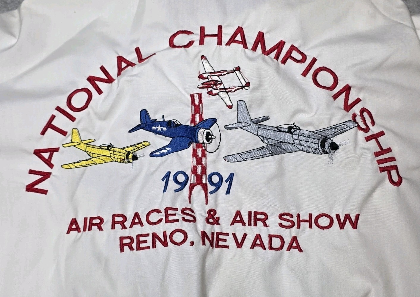 Dunbrooke Pla-Jac 1991 Air Races & Air Show Reno Nevada White Jacket Made In USA image 8
