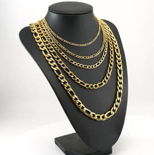 Stainless Steel Figaro Gold Chain Necklace 16"-36" Men Women 4.5/6.5/7mm N71