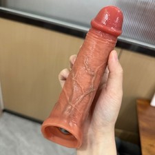 Male Penis Extension Extender Sleeve-Cock Sheath Girth Enhancer Condom Realistic