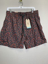 Prana Shorts Mens Large Black Floral Bowie E-Waist Short Water Friendly Lined