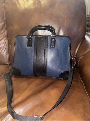 Beautiful Coach Director brief in Navy  & black leather w/ shoulder strap 