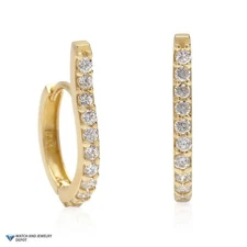 14K Yellow Gold 0.25Ct Brilliant Huggie Stick Earrings