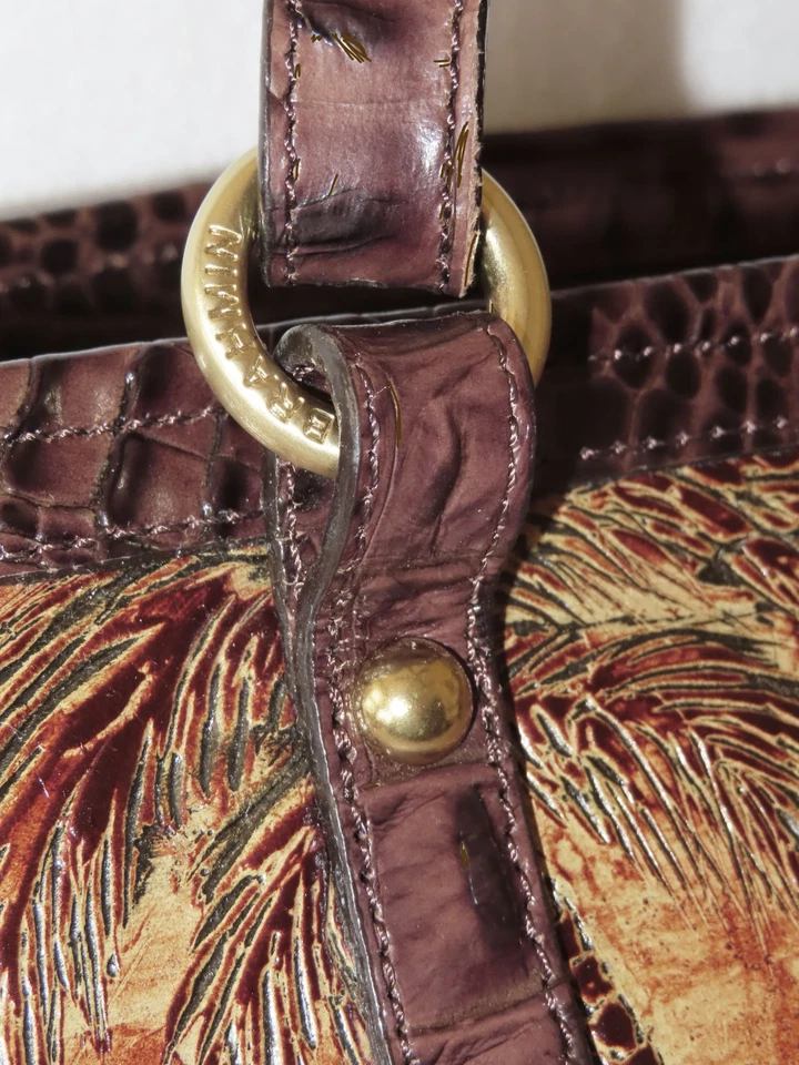 BRAHMIN Raro SEPIA MARROM COPA CABANA VAGÃO AMADEIRADO 57 CHEVY ARNO TOTE & WALLET NOVO COM ETIQUETAS - Imagem 3 de 4