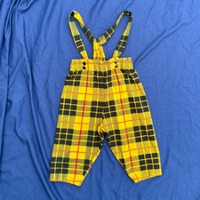 vtg USA Made 80s Baby Boys Plaid Tartan Knit Lederhosen Tracht Pants Bottoms