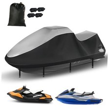 Jetski Cover 3 Seater,Durable 420D Jetski Cover 3 XL:115"-120" Silver-Black