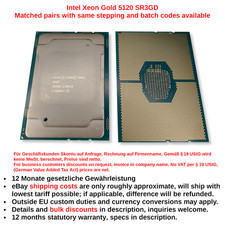 Intel Xeon Gold 5120 SR3GD CPU/Processor, LGA 3647/FCLGA3647, 2.20 GHz, 14-core