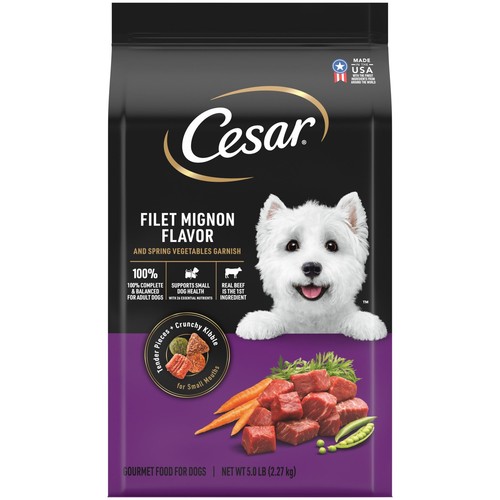 CESAR Adult Small Breed Dry Dog Food, Filet Mignon Flavor with Spring Vegetab...
