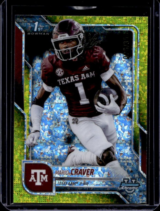 2025 Bowman Chrome U Mario Craver Yellow Mini-Diamond Refractor 1st #/350