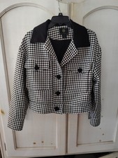 NWT House of Harlow 1960 Houndstooth Tweed Blazer Jacket Women In Black/white S