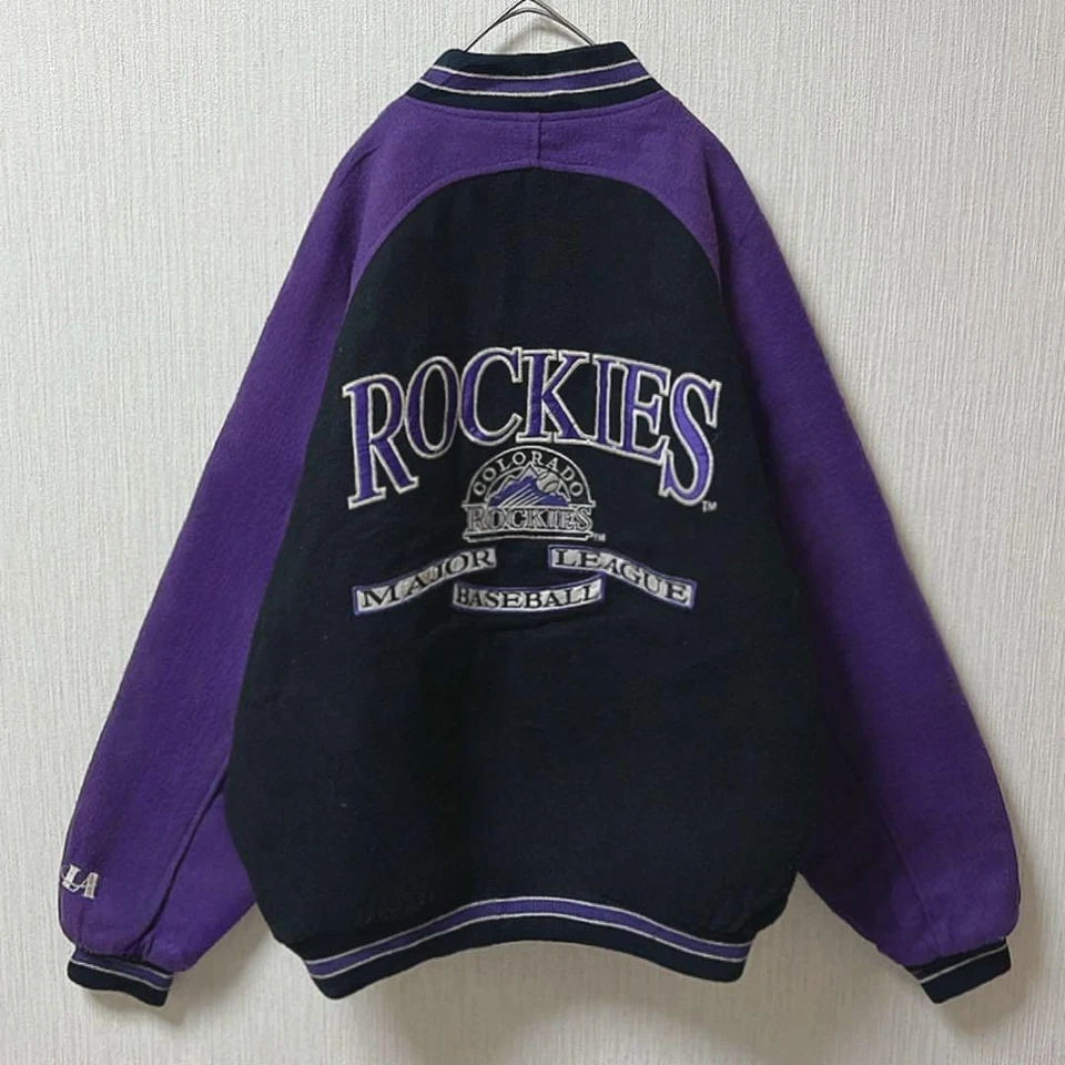 90S Colorado Rockies Wool Varsity Jacket Embroidered Logo Mlb No.tr404 - Image 3 of 4