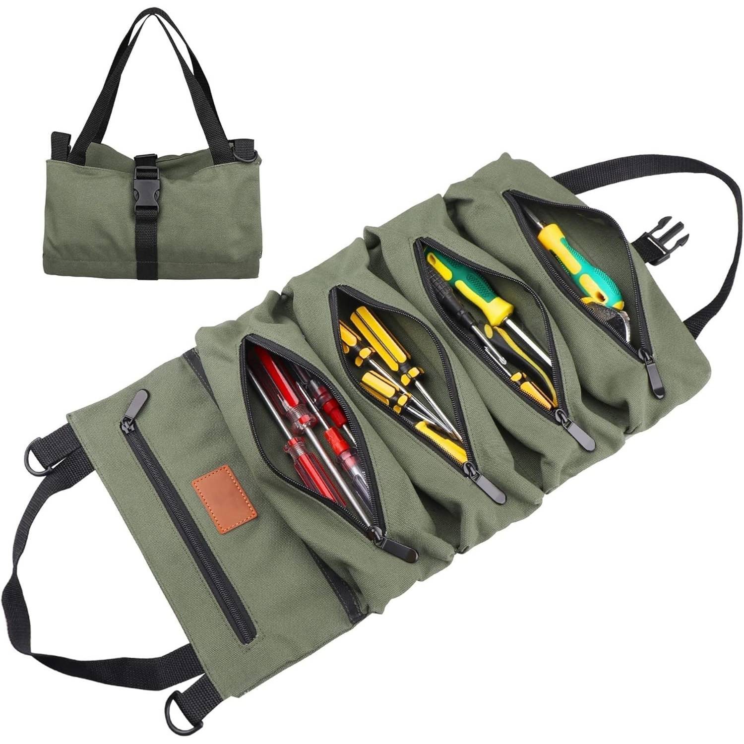 Multi-Purpose Tool Roll Up Bag Wrench Pouch Hanging Portable Organizer Storage