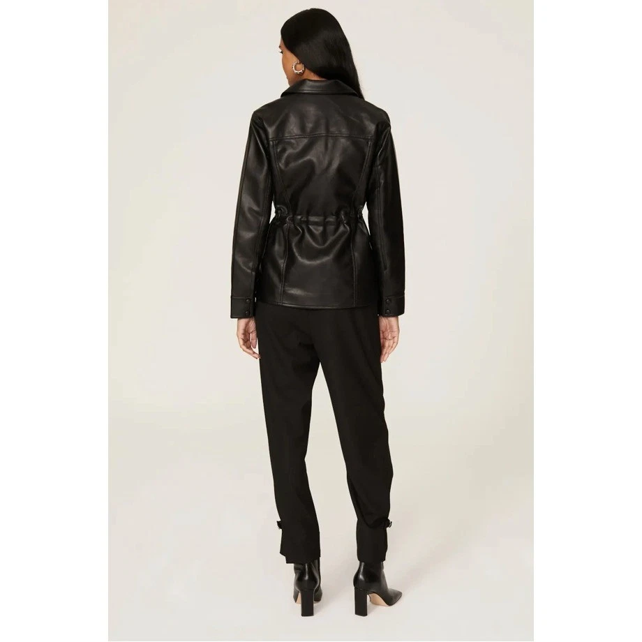 Blazer BLANKNYC Cinched Imitación Cuero Negro Chaqueta Utilitaria Vegano Talla S Foto 3 de 4